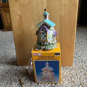 Hand painted, lighted Easter church
